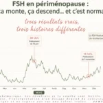 Courbe en dents de scie montrant trois prélèvements de FSH très différents au cours d'une même année suite prise de sang pour la menopause